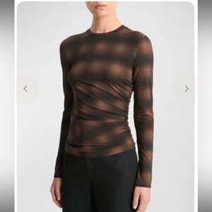 Vince Long Sleeve Ruched-Side Top, S, NWT